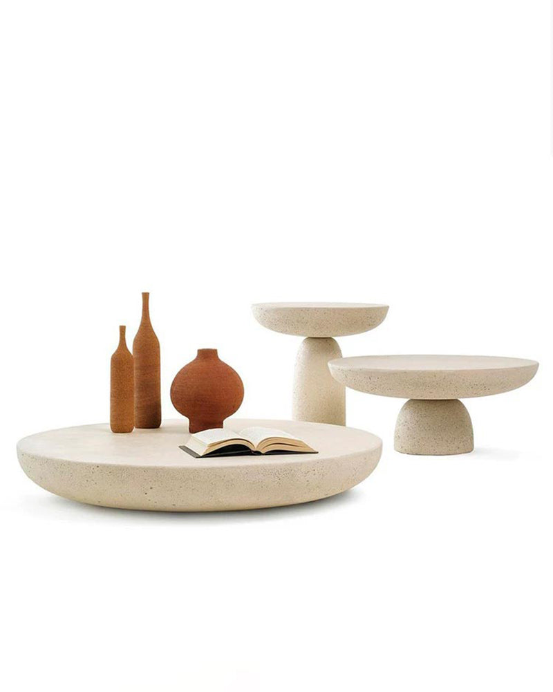 Natural Beige Travertine Creative Block Table