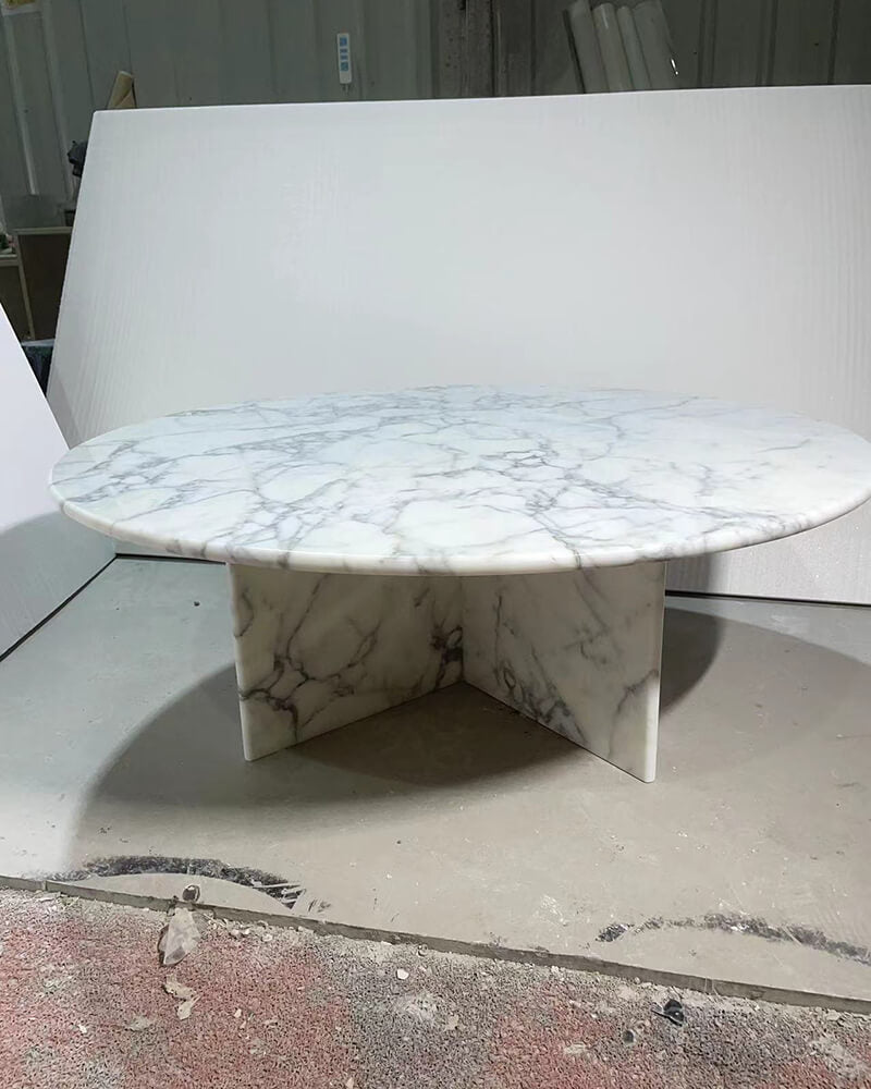 Bianco statuario venato marble coffee table
