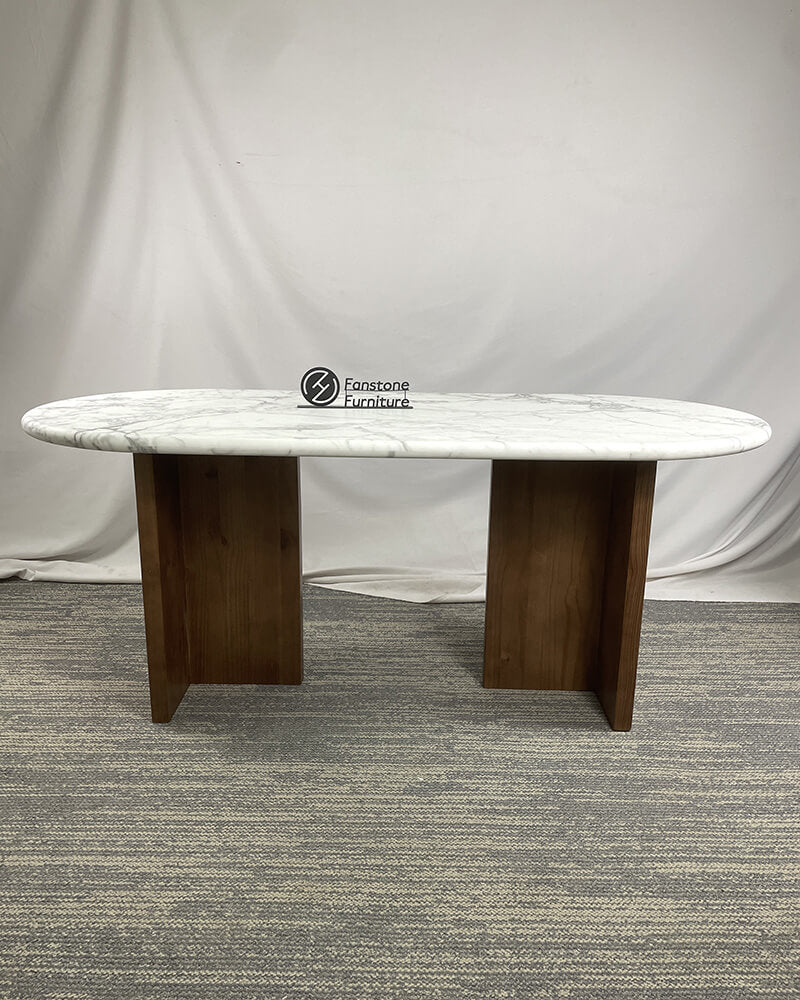 Bianco statuario venato marble top dining tale