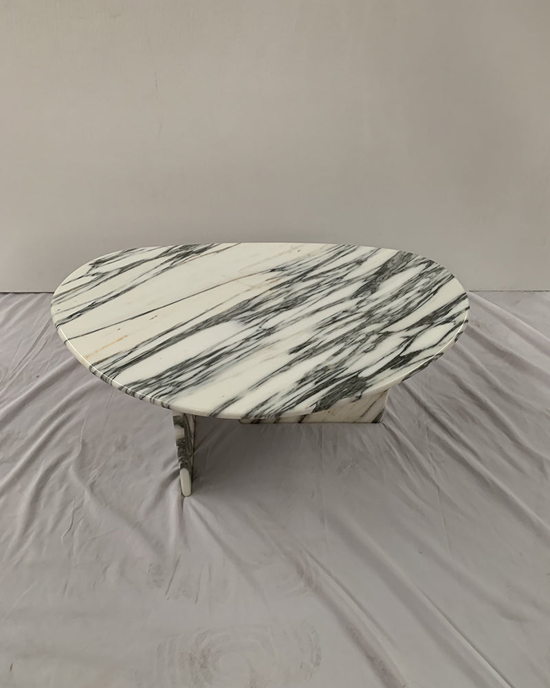 Arabescato Marble Organic Egg Shape Coffee Table