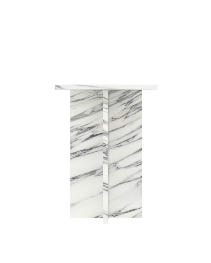 Natural Marble Cross Base Round Side Table