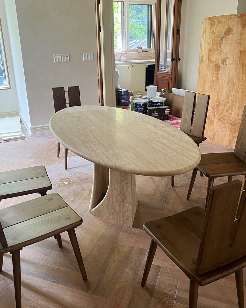 Beige Travertine Creative Dining Table