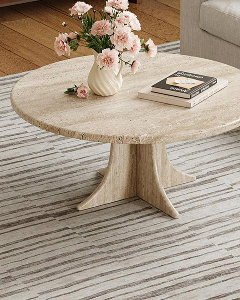 Beige Travertine Octopus Base Coffee Table