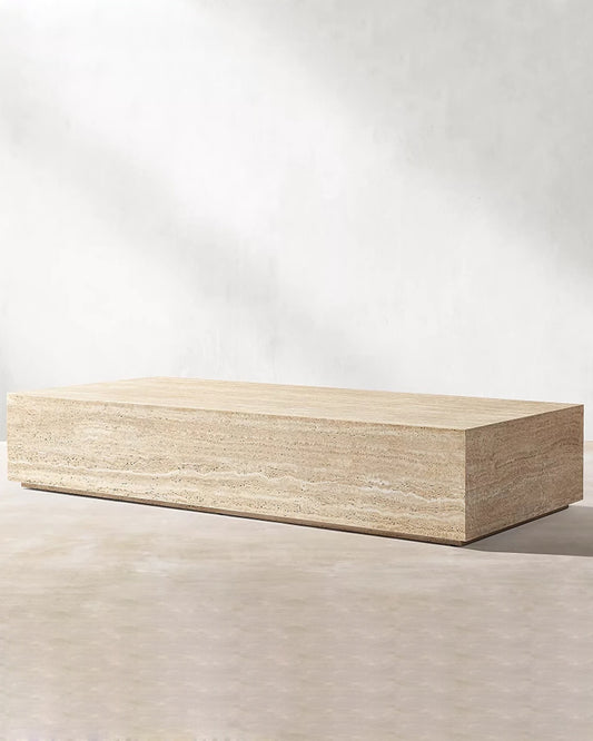 Beige Travertine Plinth Coffee Table