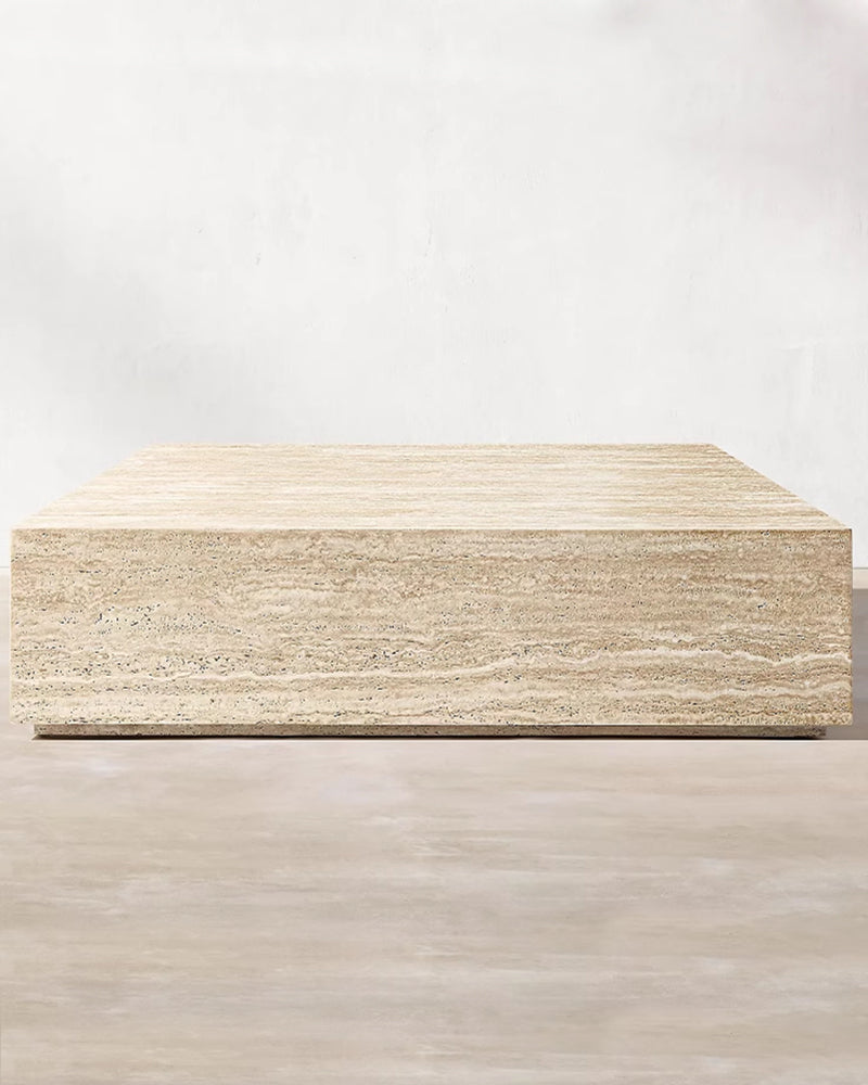 Beige Travertine Plinth Coffee Table