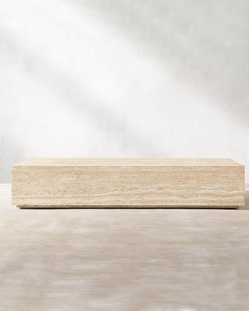 Beige Travertine Plinth Coffee Table