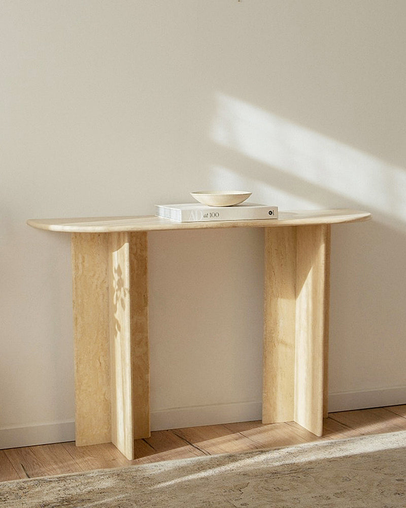 Beige Travertine Simple Console Table