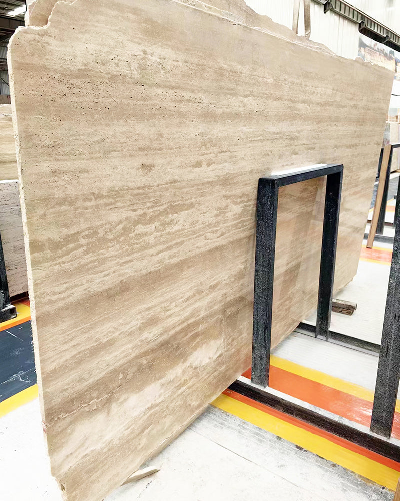 Beige Travertine Marble Rectangle Plinth Coffee Table
