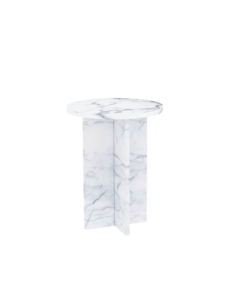 Natural Marble Cross Base Round Side Table