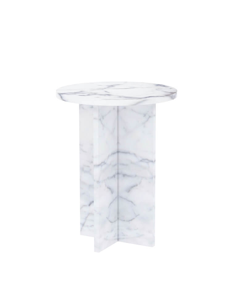 Natural Marble Cross Base Round Side Table