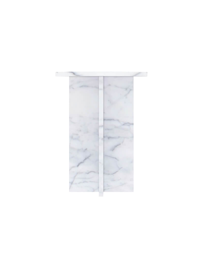 Natural Marble Cross Base Round Side Table