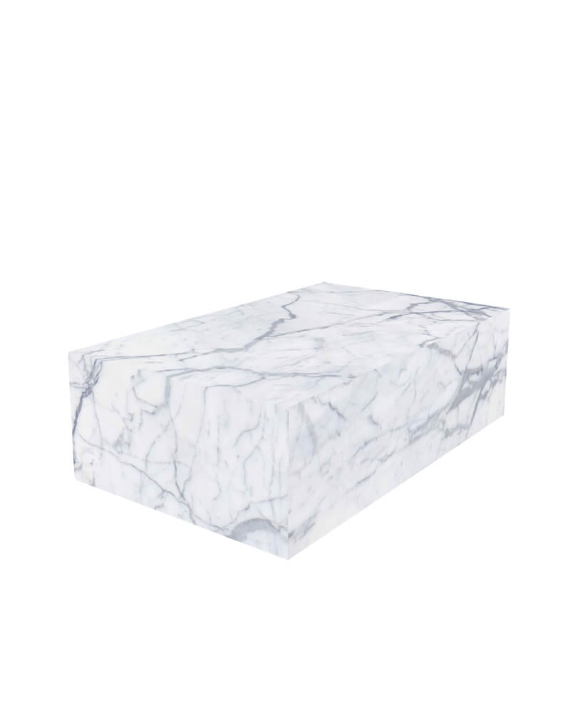 Bianco Statuario Venato Marble Rectangle Plinth Coffee Table