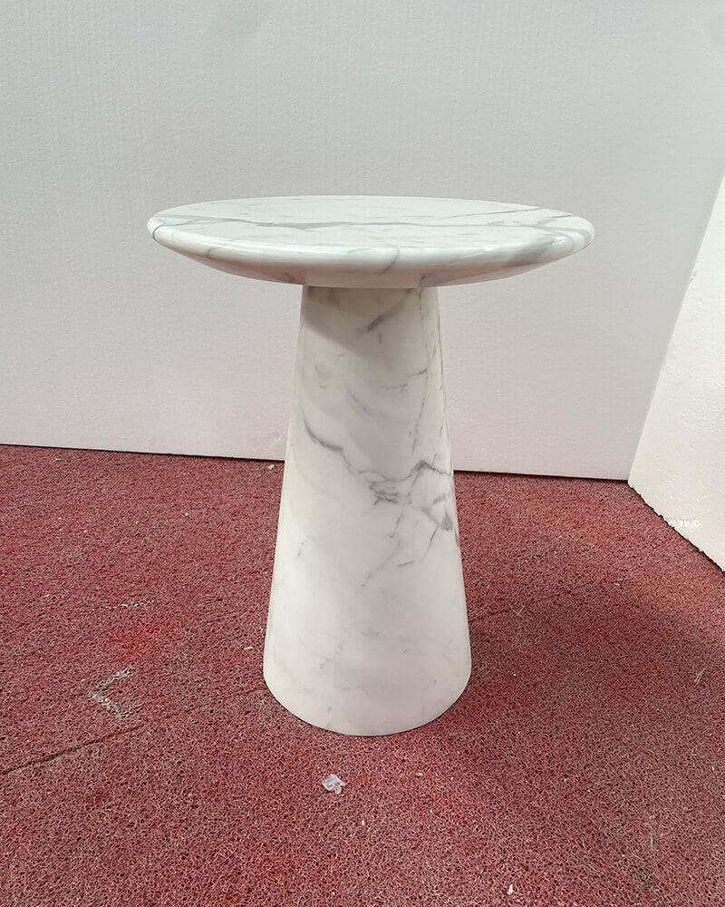 Bianco Statuario Venato Polished Tapered Base Side Table