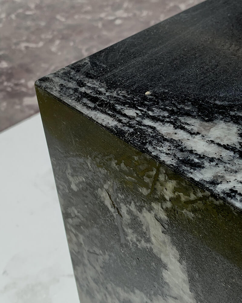 Black Marble Plinth Square Side Table