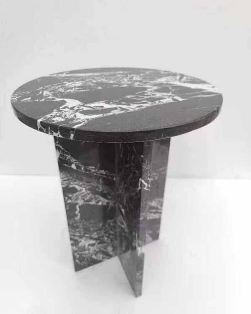 France Black Marble Polished Side Table