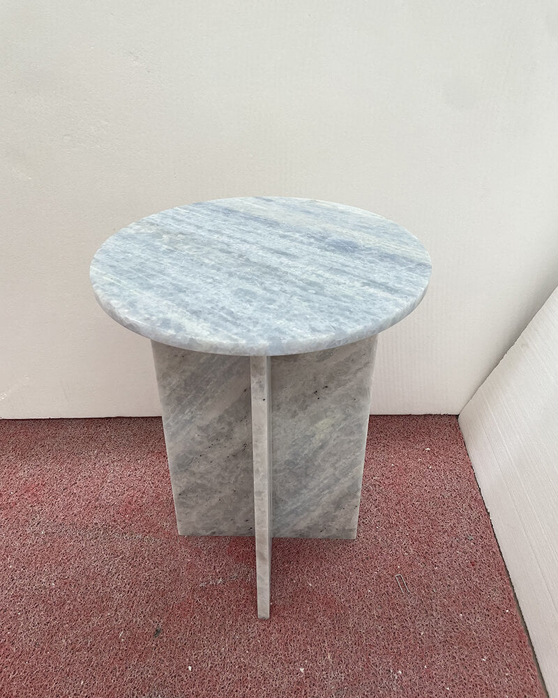 Blue Crystal Polished Side Table