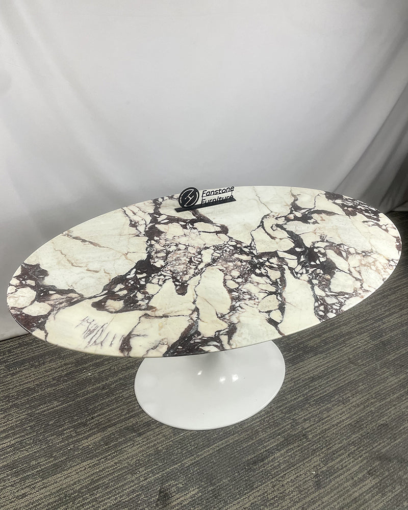 Calacatta Viola Marble Tulip Oval Dining Table