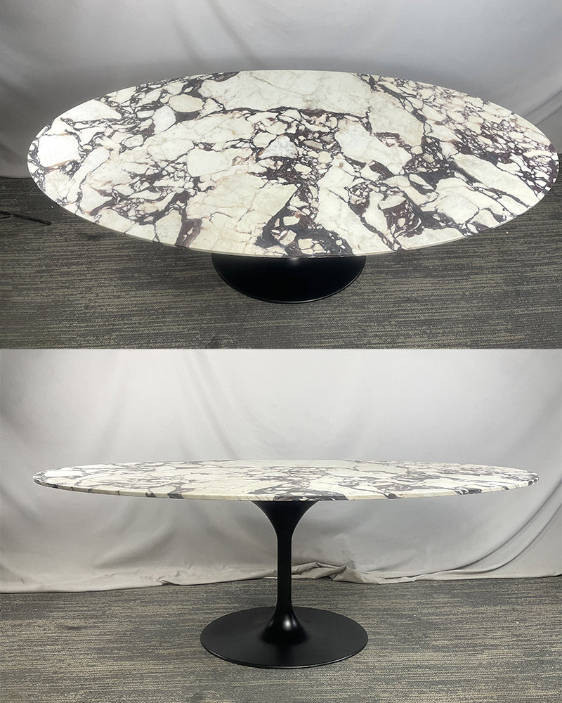 Calacatta Viola Marble Tulip Oval Dining Table