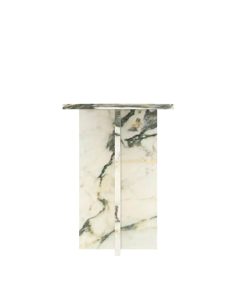 Natural Marble Cross Base Round Side Table