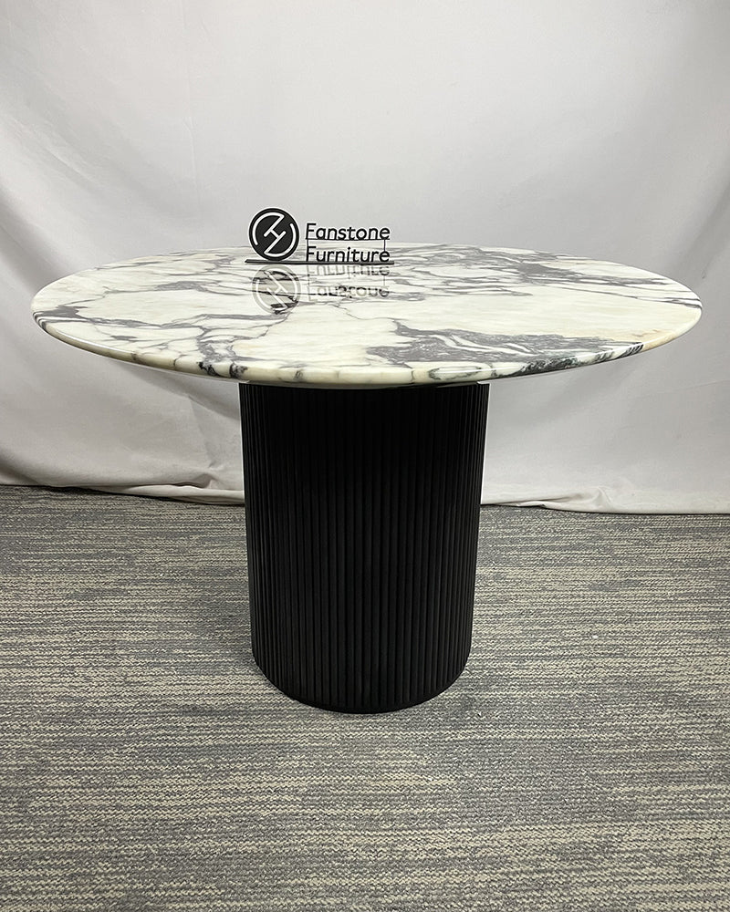 Calacatta Viola Wooden Petal Base Dining Table