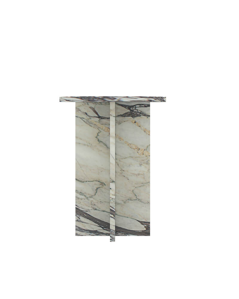 Natural Marble Cross Base Round Side Table