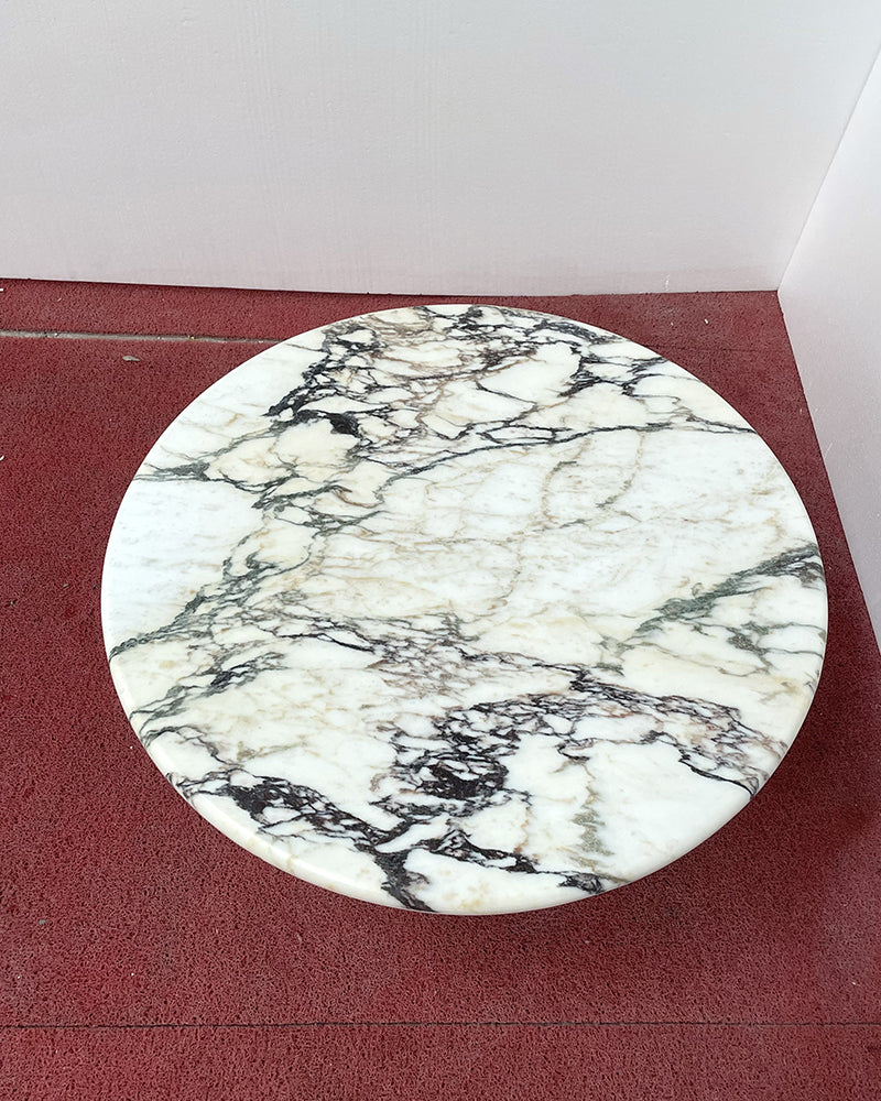 Natural Marble Round Coffee Table - Cylinder Base