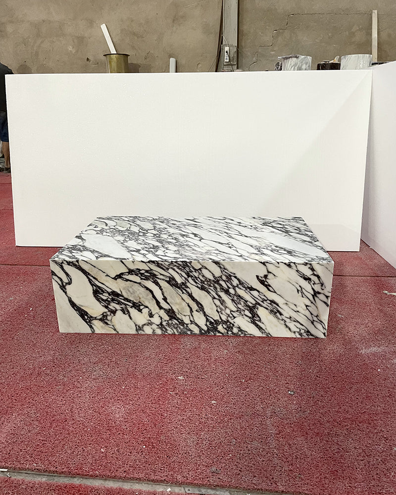 calacatta viola marble plinth coffee table