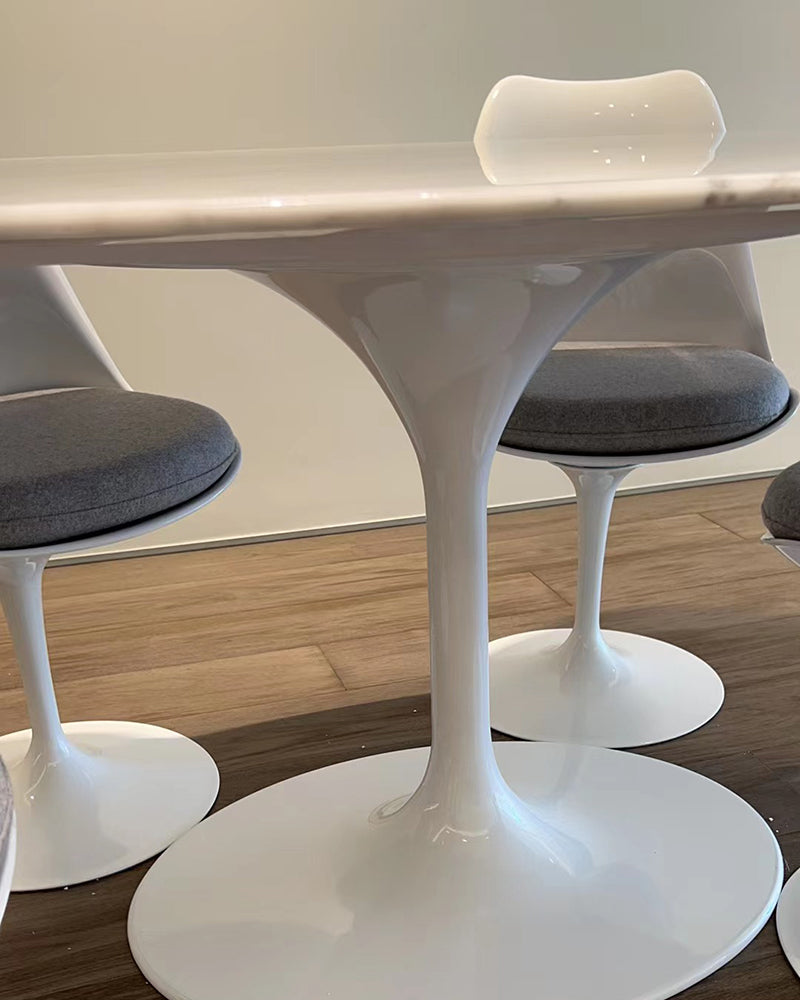 Carrara Marble Tulip Oval Dining Table