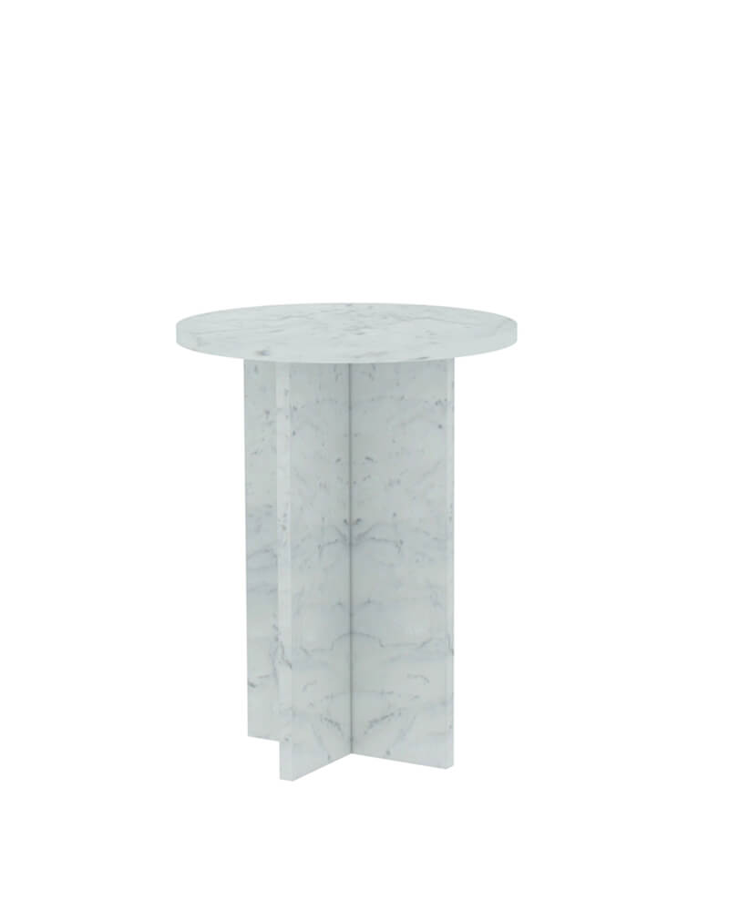 Natural Marble Cross Base Round Side Table