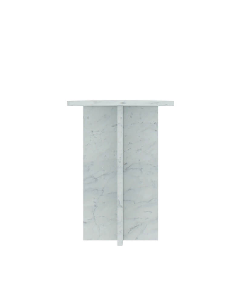 Natural Marble Cross Base Round Side Table