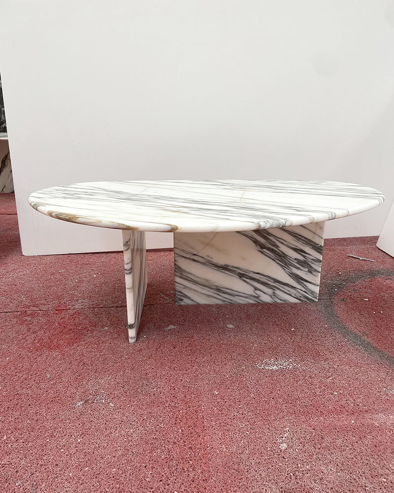 Natural Marble Arabescato Organic Egg Shape Coffee Table