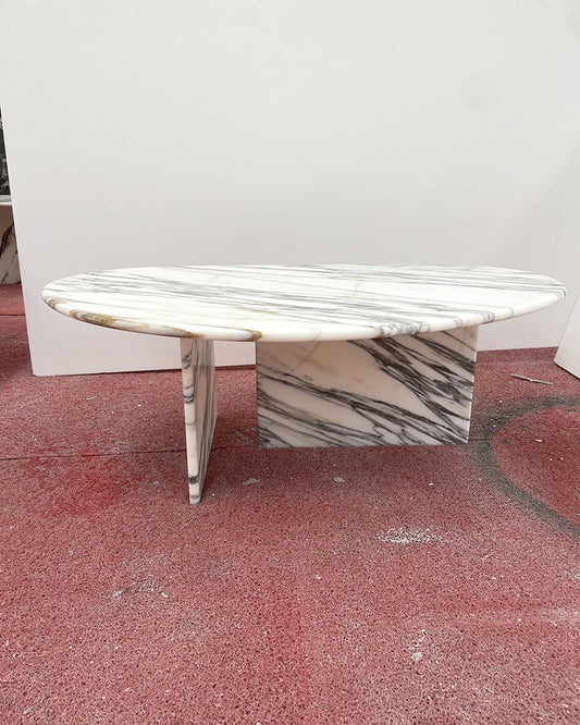 Arabescato Marble Organic Egg Shape Coffee Table