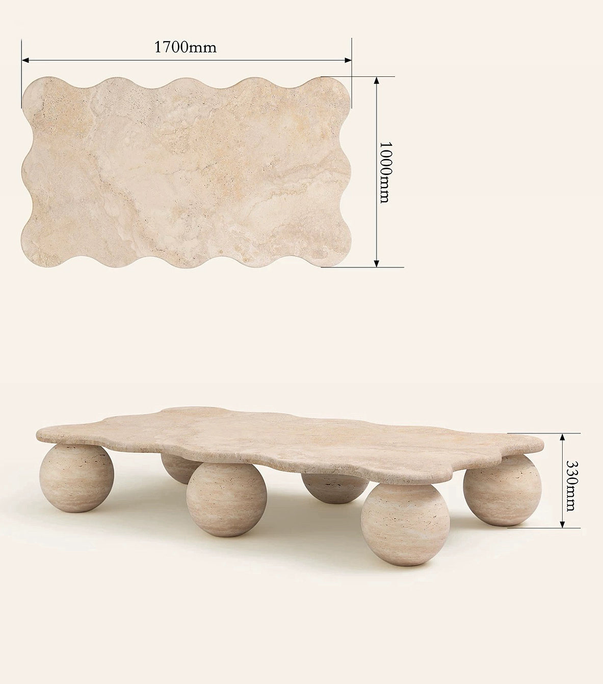 Luxury stone coffee table handcrafted from natural marble
