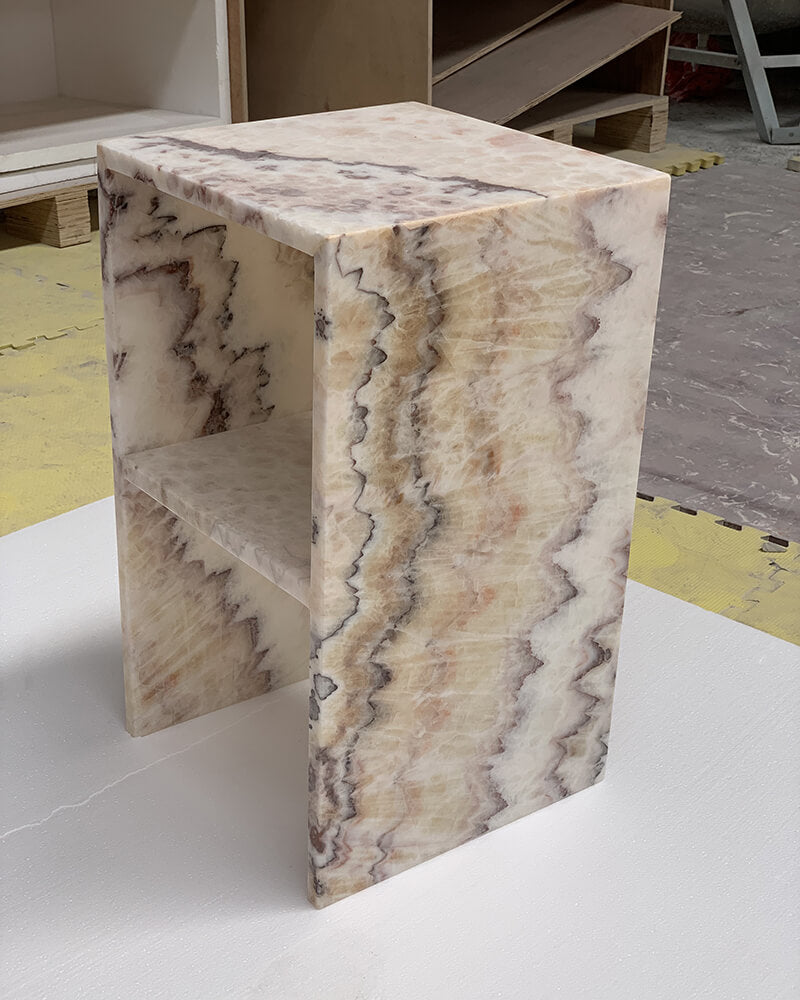 Glossy Brioche Onyx Side Table