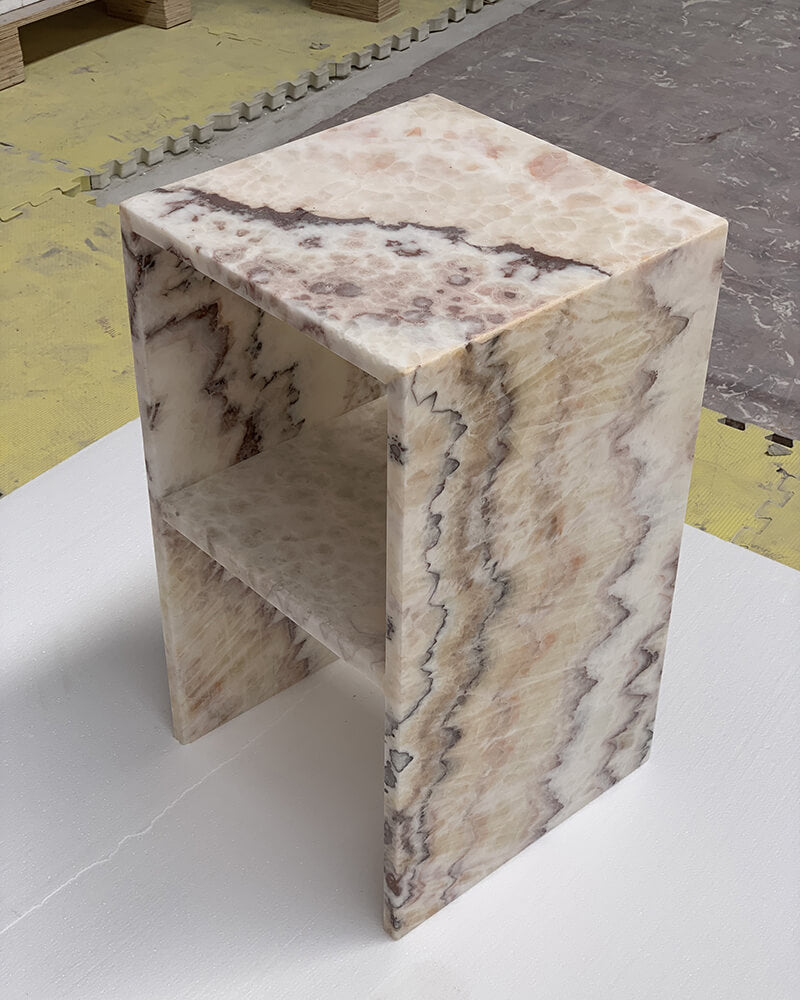 Glossy Brioche Onyx Side Table