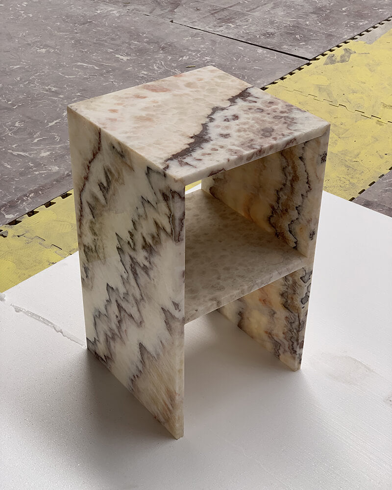 Glossy Brioche Onyx Side Table