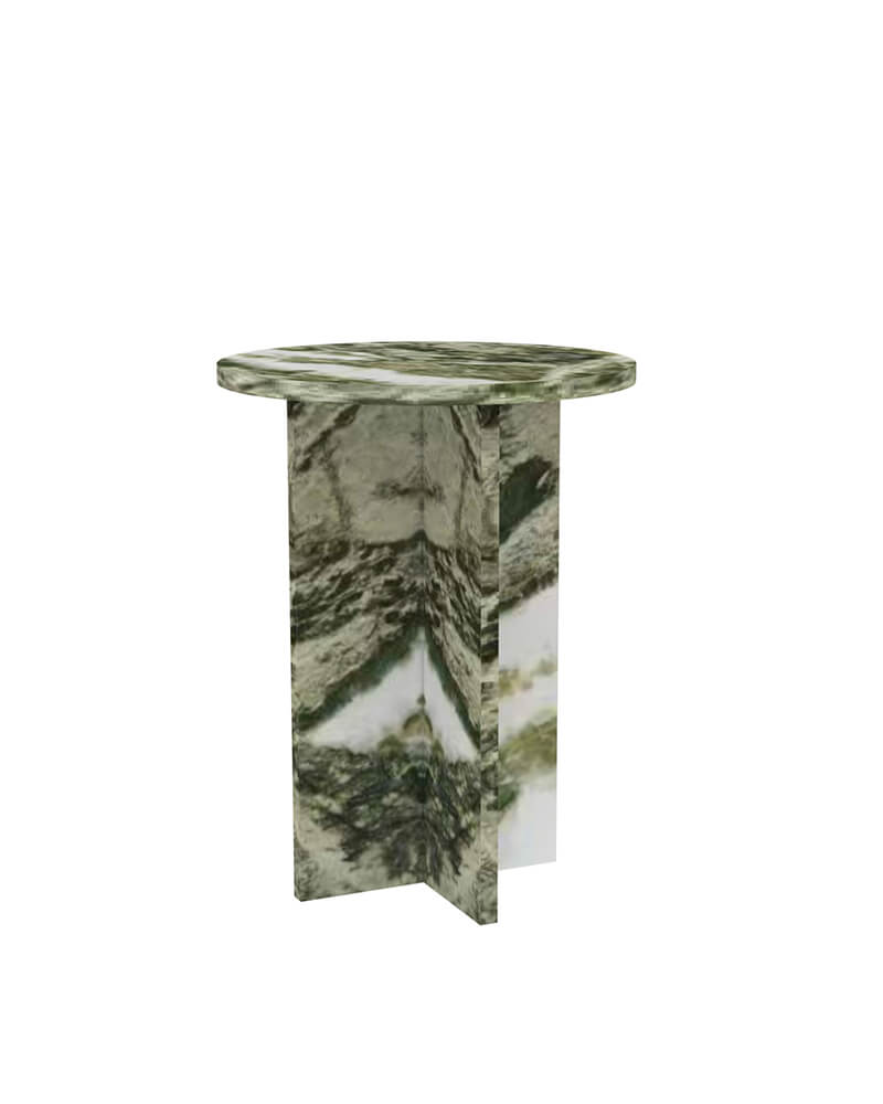 Natural Marble Cross Base Round Side Table