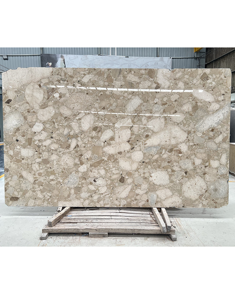 Round Kunis Breccia Dining Table with Petal Base