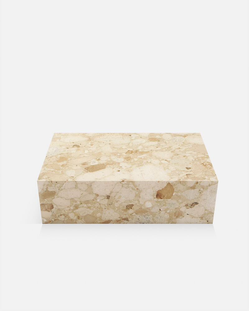 Kunis Breccia Marble Rectangle Plinth Coffee Table