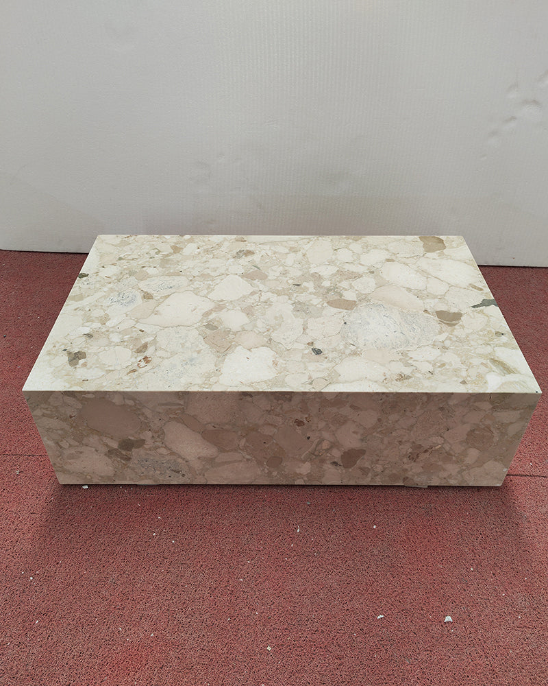 Kunis Breccia Marble Rectangle Plinth Coffee Table