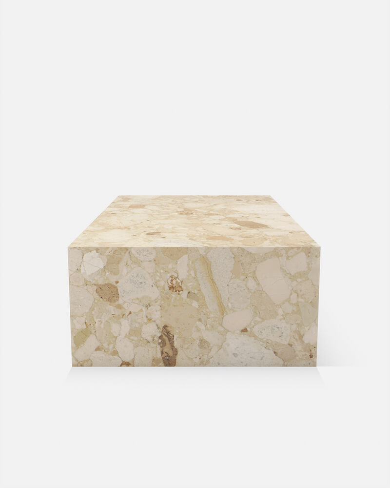 Kunis Breccia Marble Rectangle Plinth Coffee Table