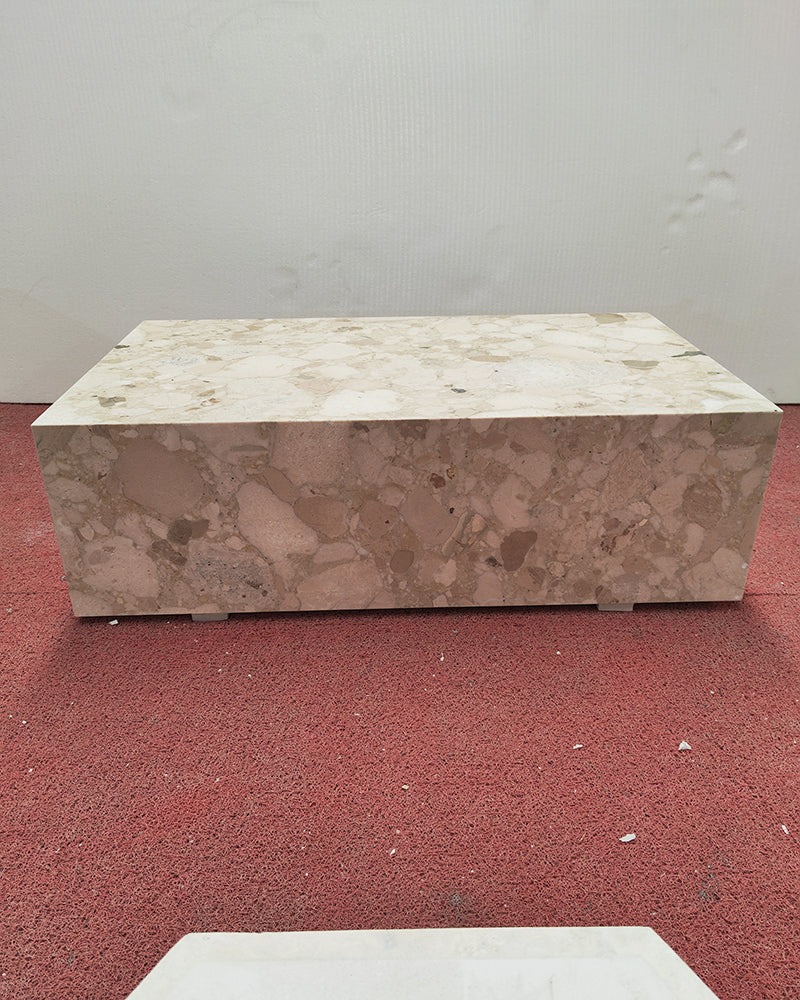 Kunis Breccia Marble Rectangle Plinth Coffee Table