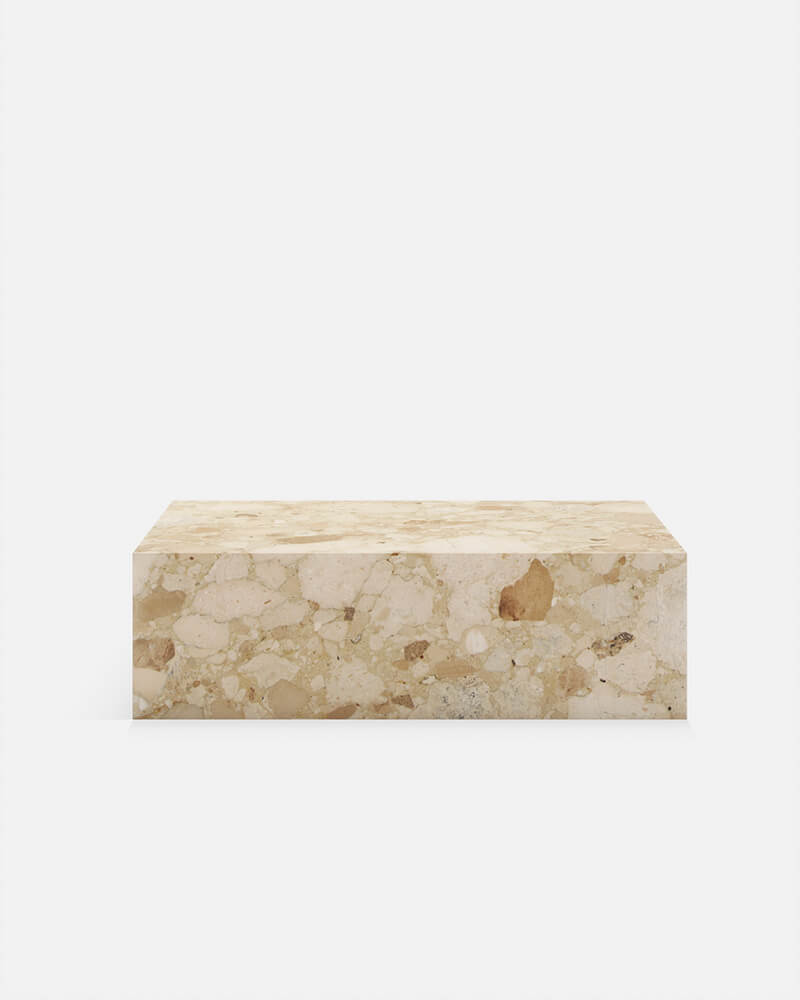 Kunis Breccia Marble Rectangle Plinth Coffee Table