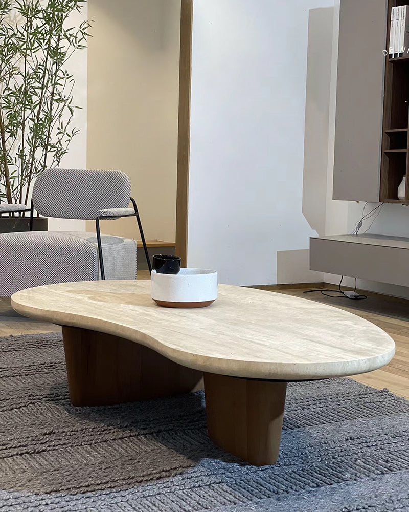 Mango Shaped Travertine Coffee Table