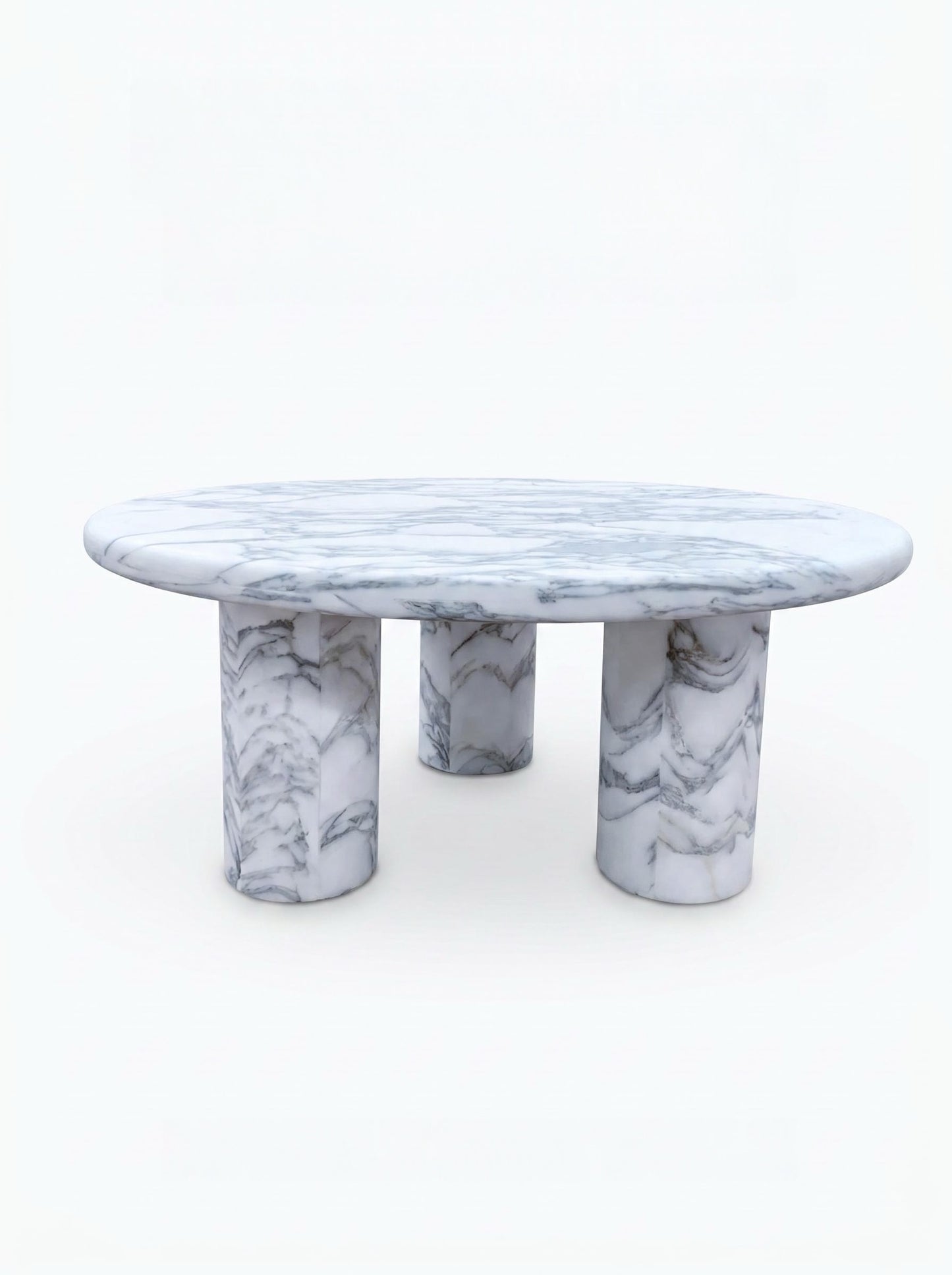 Natural Marble Round Coffee Table - Cylinder Base