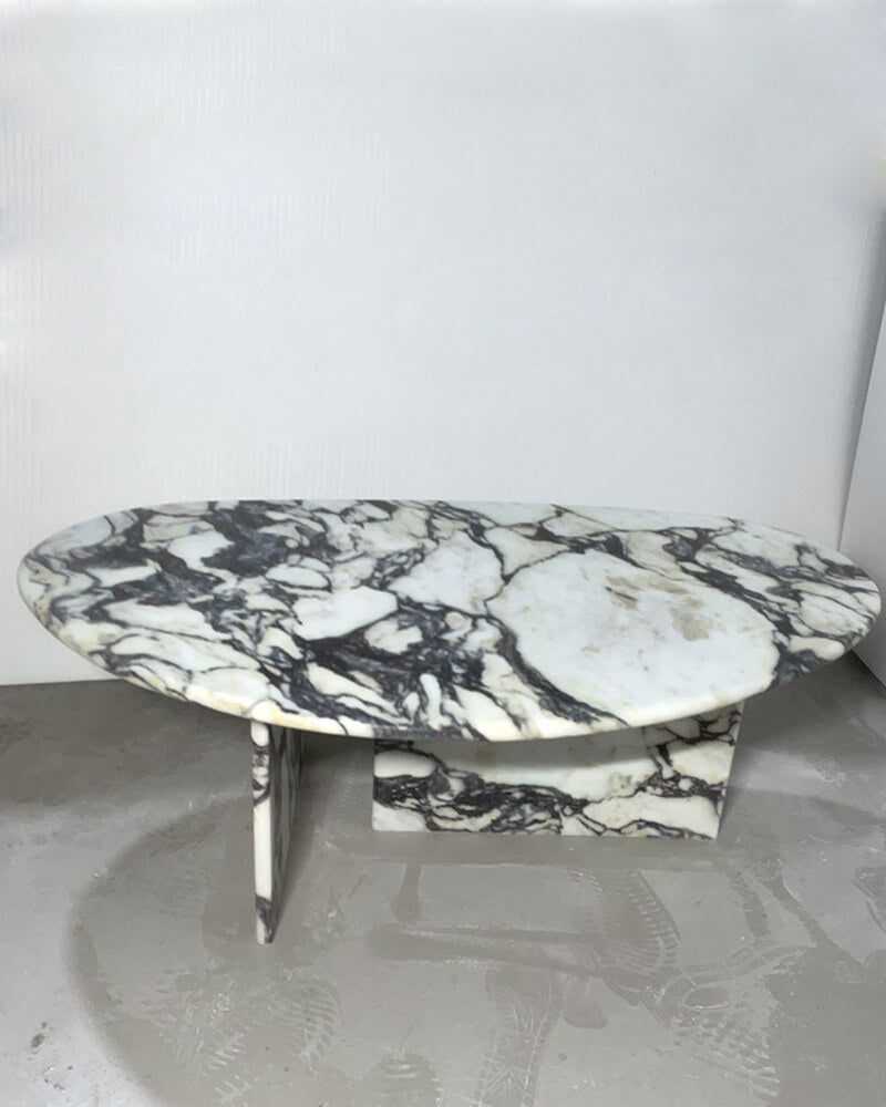Natrual Marble Calacatta Viola Organic Egg Shape Coffee Table