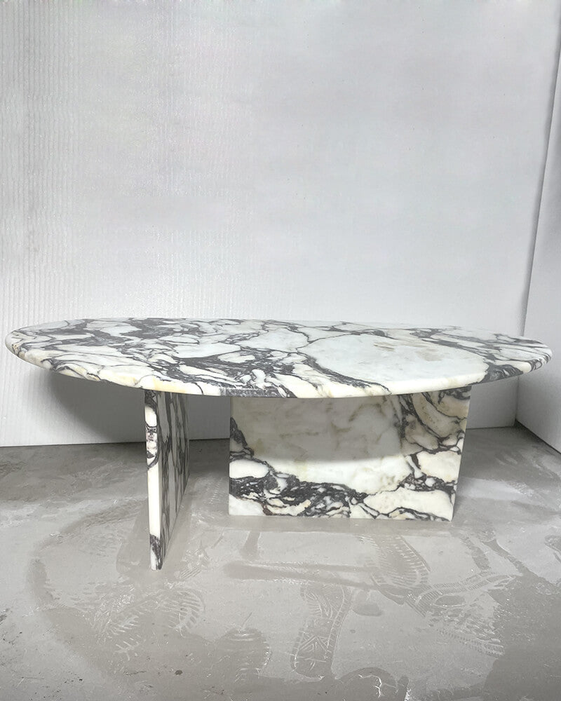 Natrual Marble Calacatta Viola Organic Egg Shape Coffee Table