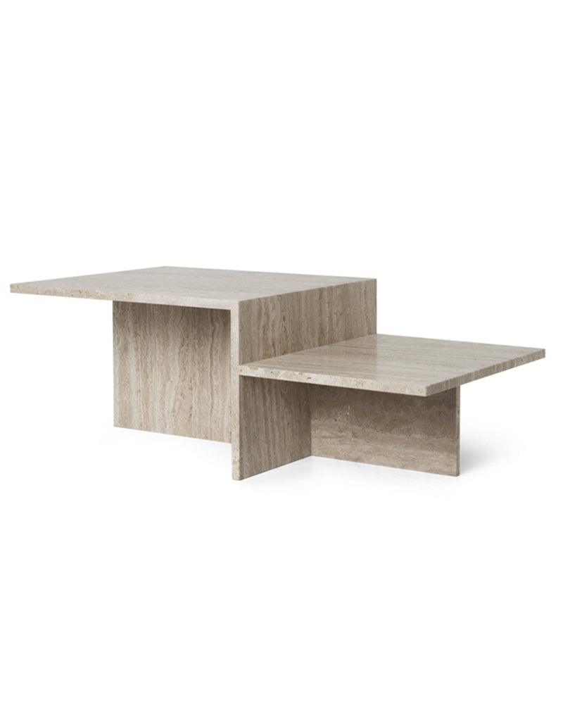 Natural Beige Travertine Asymmetrical Coffee Table
