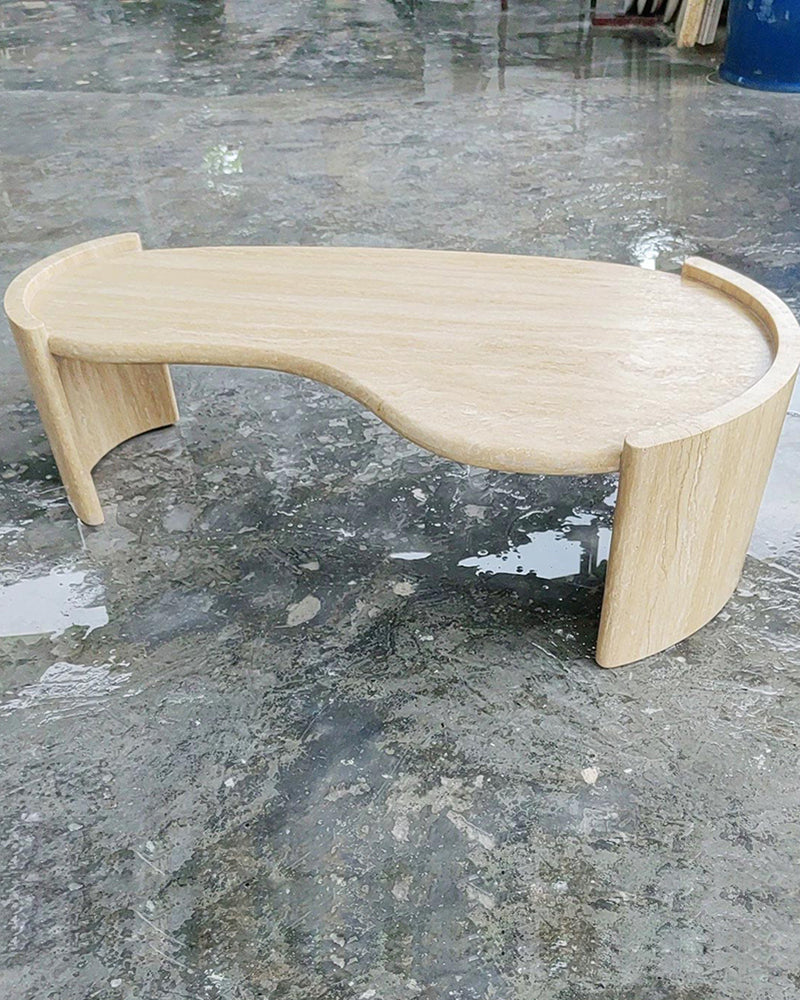 Natural Beige Travertine Cycle Mango Coffee Table