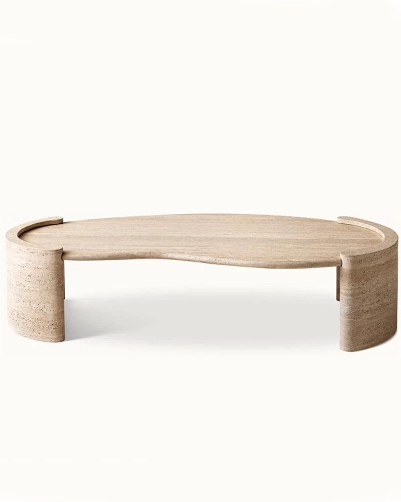 Natural Beige Travertine Cycle Mango Coffee Table